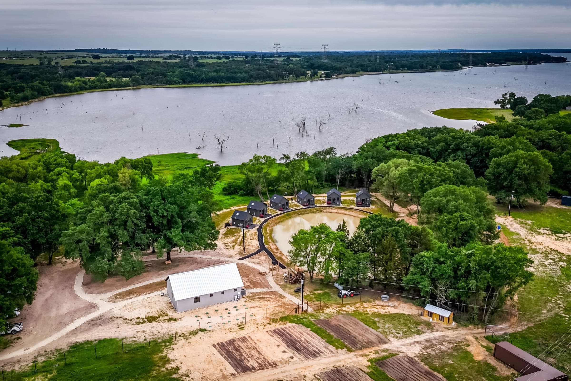 Aerial view of Limestone Fields on Lake Limestone