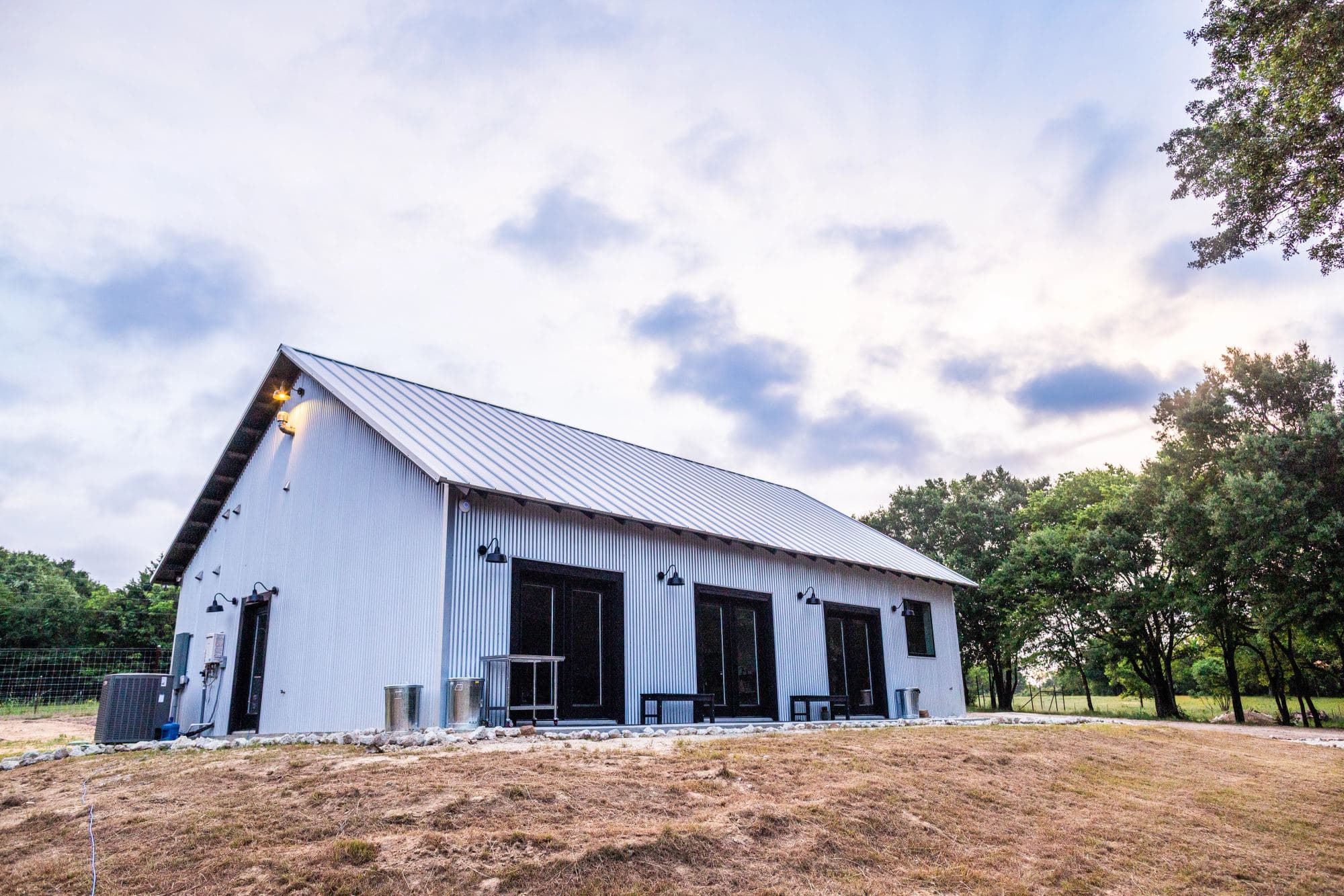 The Commons barn at dusk