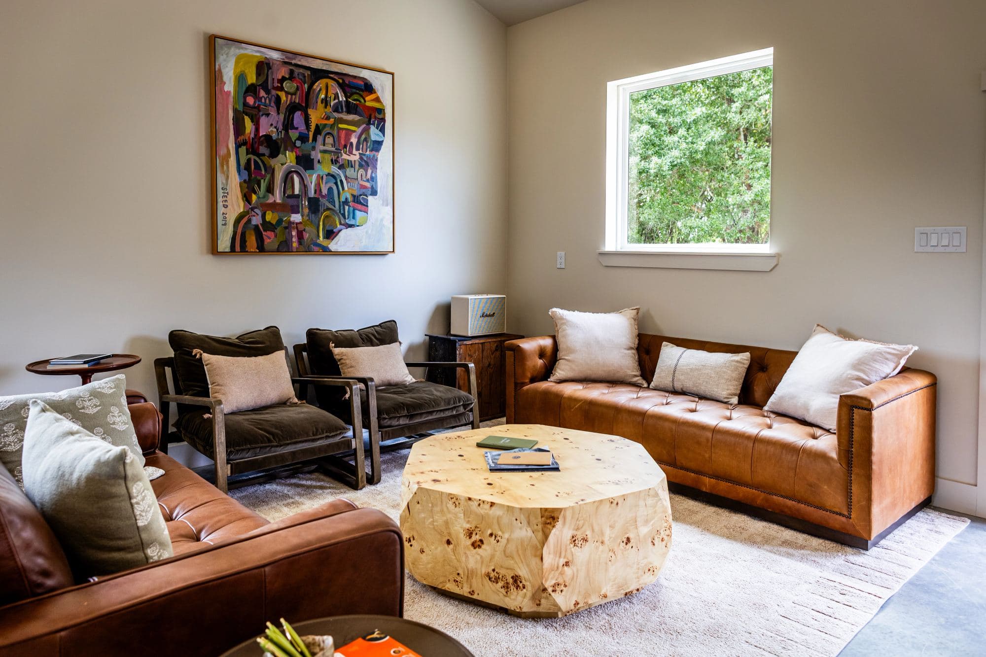 The Commons lounge with leather sofas